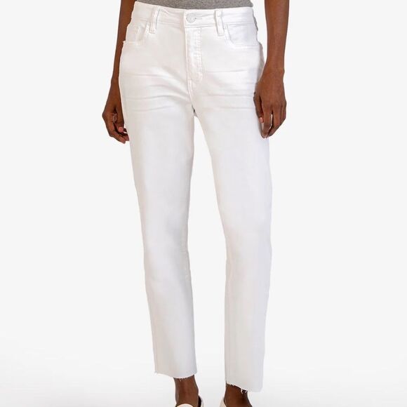 Kut From The Kloth Reese White Fab Ab Ankle Straight Jeans Sz 0 - Picture 1 of 15